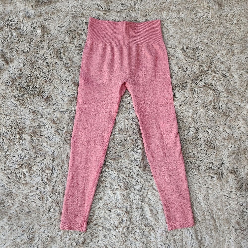 High Rise Ankle‎ Length Pink Athletic Leggings Tummy Control Waist Size Medium